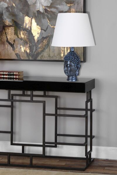 qdec Modern Dizayn Büyük Buda Abajur Cobalt Beyaz