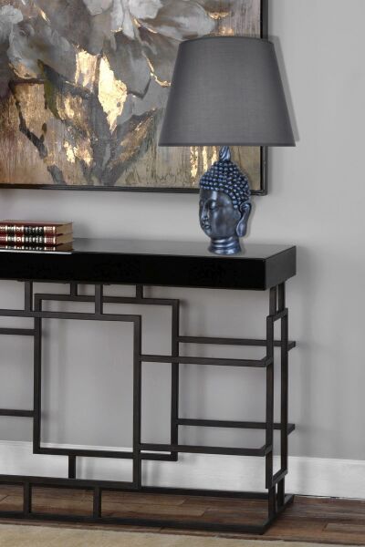 qdec Modern Dizayn Büyük Buda Abajur Cobalt Gri
