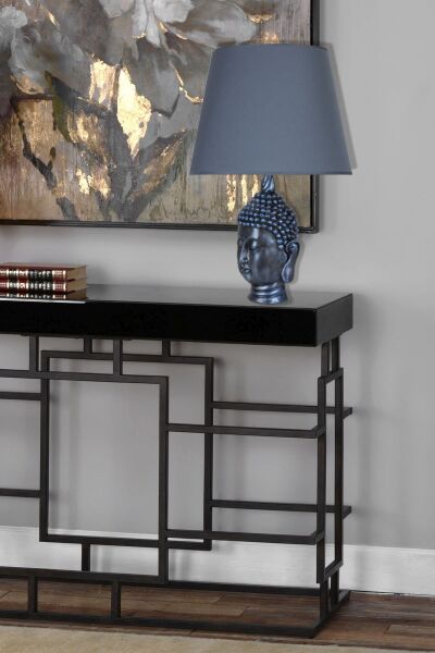 qdec Modern Dizayn Büyük Buda Abajur Cobalt Lacivert