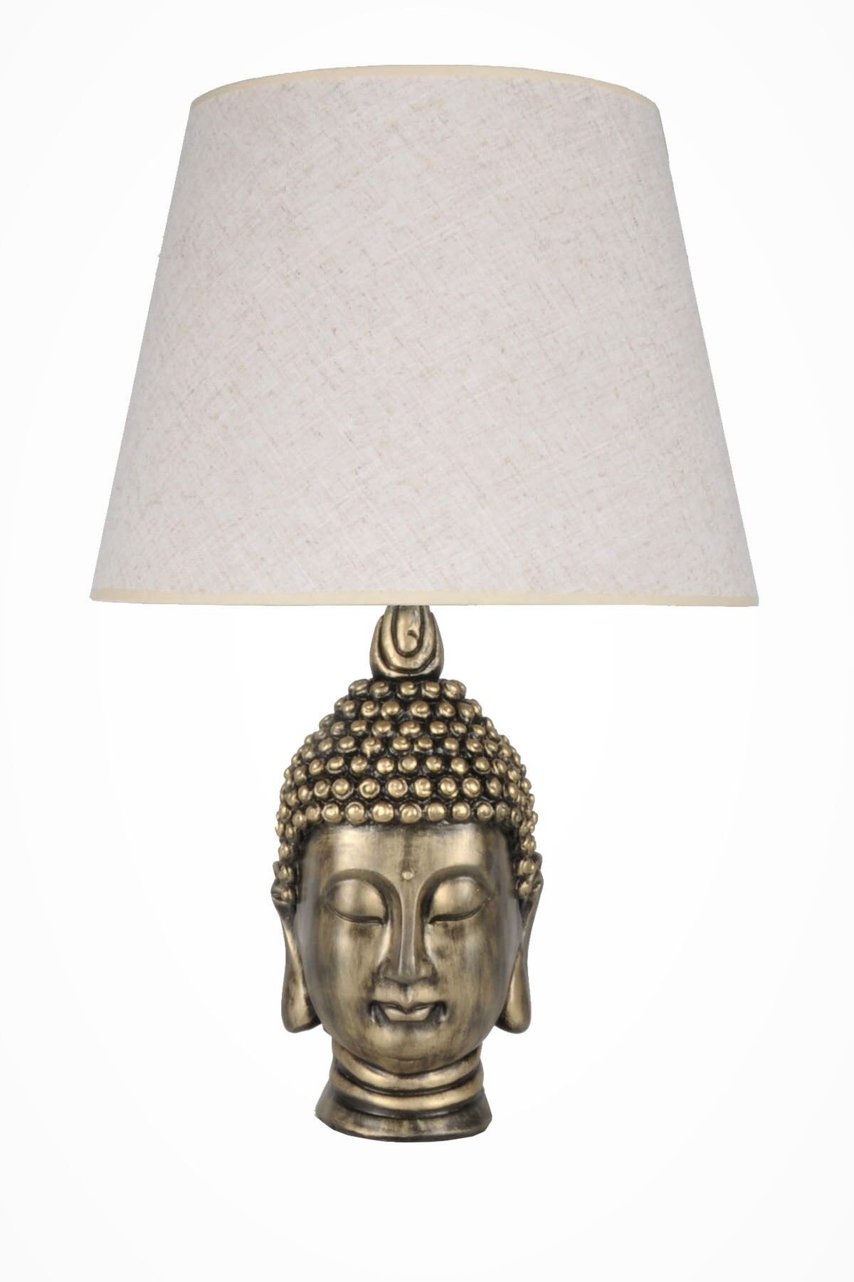 qdec Modern Dizayn Büyük Buda Abajur Gold Krem