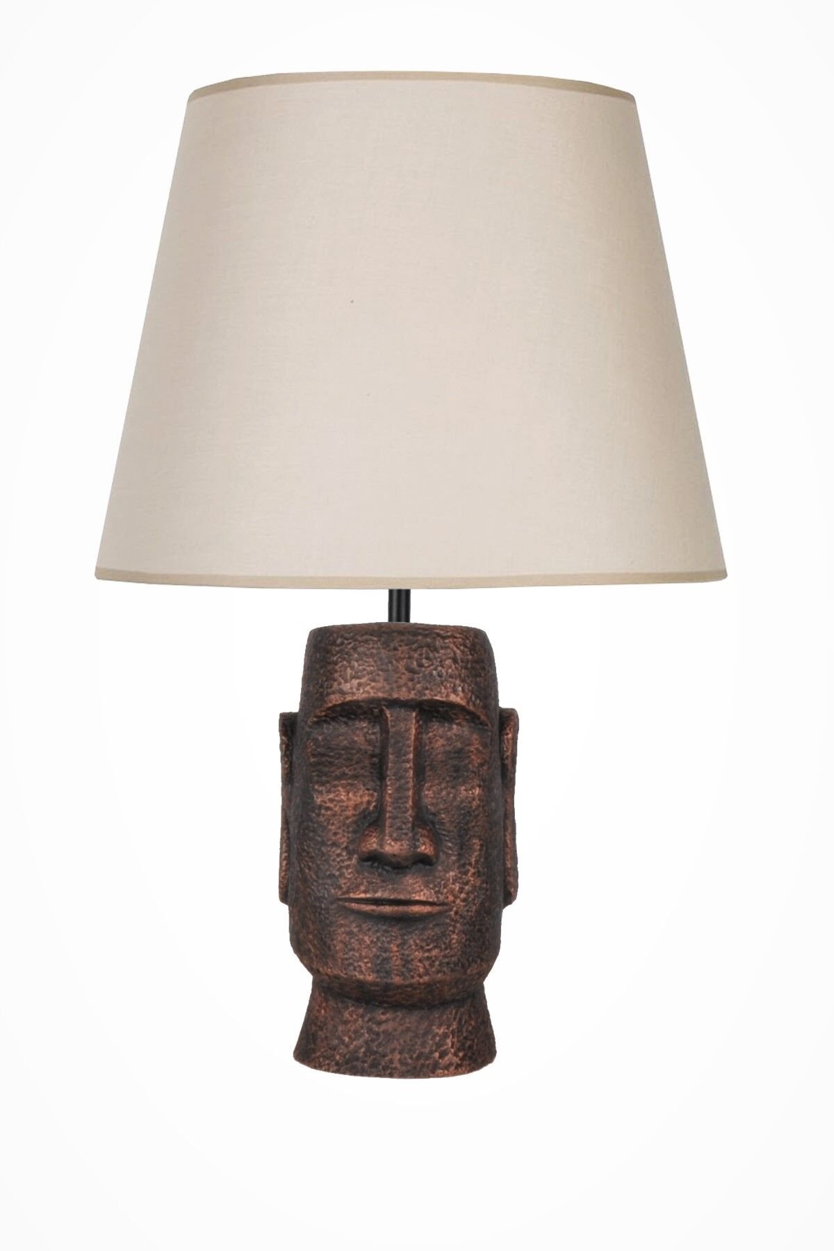 qdec Modern Dizayn Moai Abajur Bakır Bej