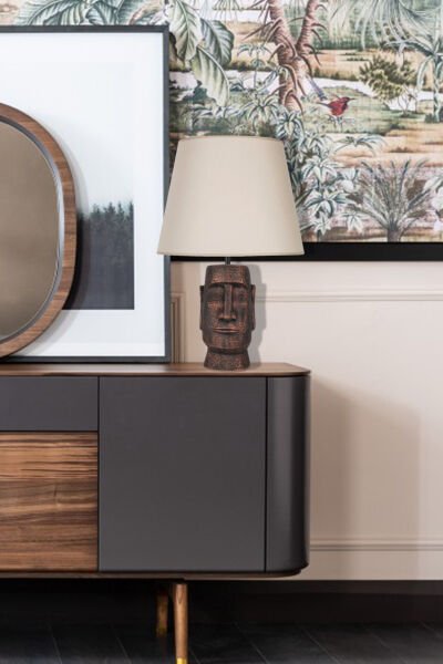 qdec Modern Dizayn Moai Abajur Bakır Bej