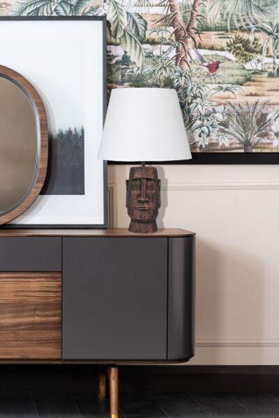 qdec Modern Dizayn Moai Abajur Bakır Beyaz
