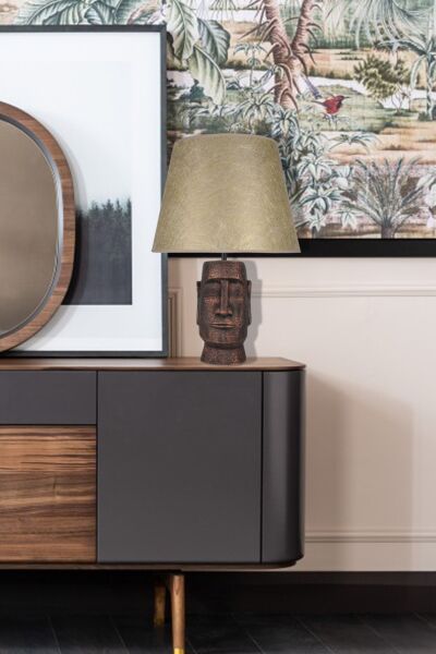 qdec Modern Dizayn Moai Abajur Bakır Gold