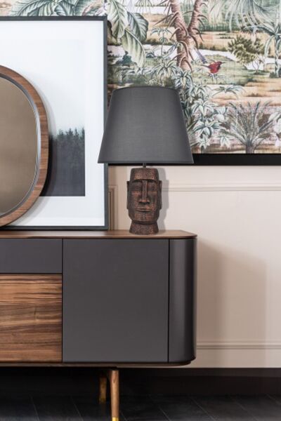 qdec Modern Dizayn Moai Abajur Bakır Gri