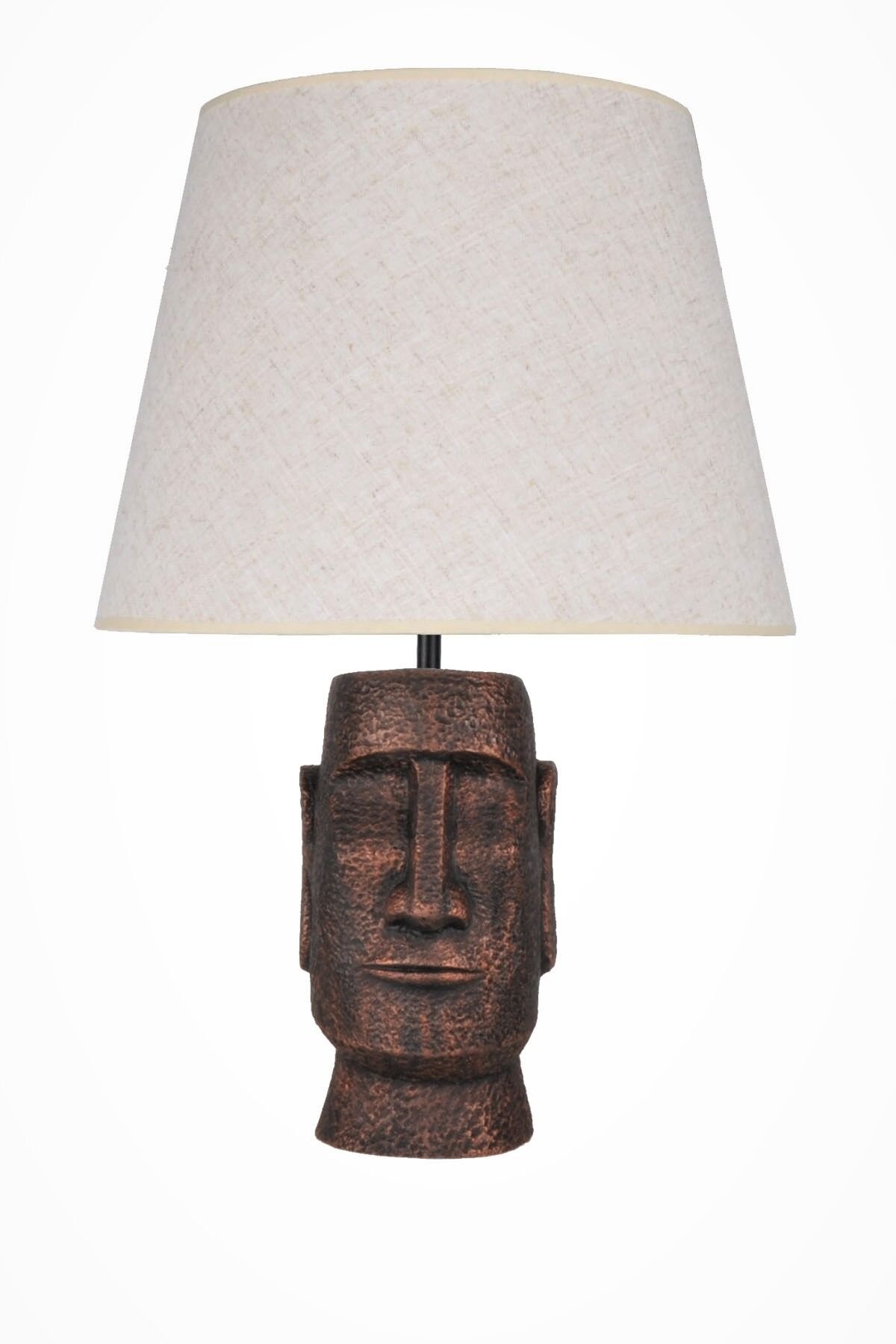 qdec Modern Dizayn Moai Abajur Bakır Krem
