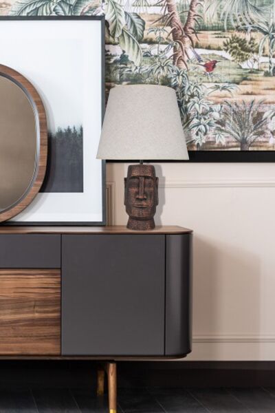 qdec Modern Dizayn Moai Abajur Bakır Krem