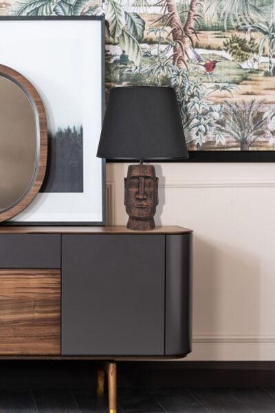 qdec Modern Dizayn Moai Abajur Bakır Siyah