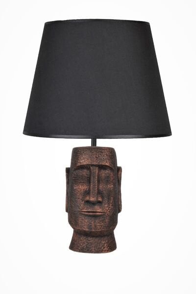 qdec Modern Dizayn Moai Abajur Bakır Siyah
