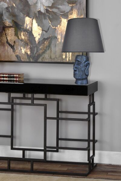 qdec Modern Dizayn Moai Abajur Cobalt Gri