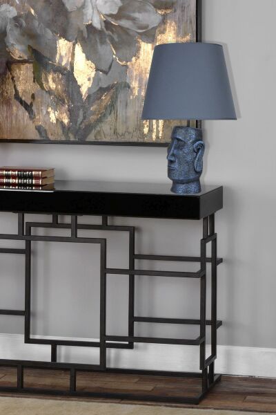 qdec Modern Dizayn Moai Abajur Cobalt Lacivert