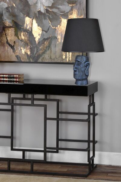 qdec Modern Dizayn Moai Abajur Cobalt Siyah