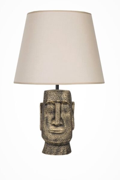 qdec Modern Dizayn Moai Abajur Gold Bej