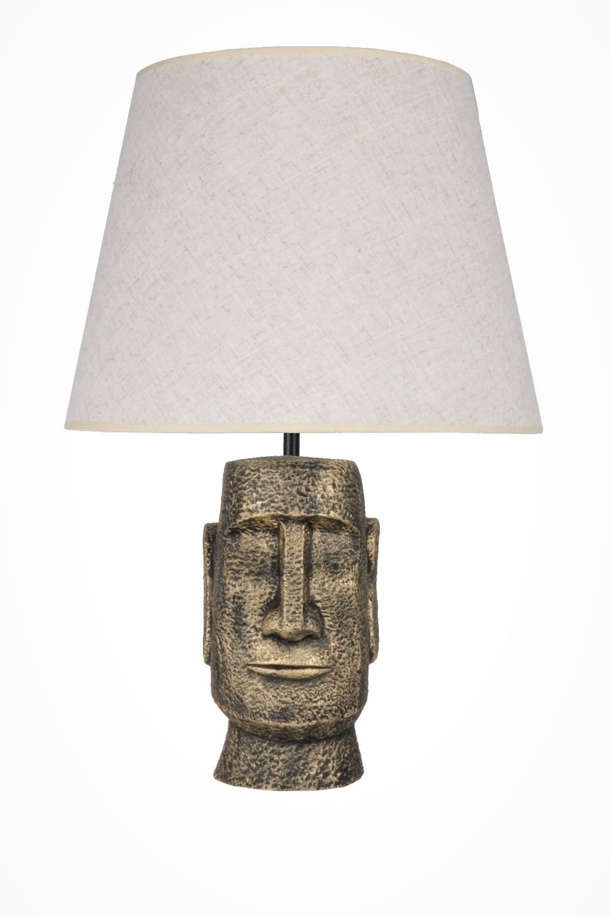 qdec Modern Dizayn Moai Abajur Gold Krem