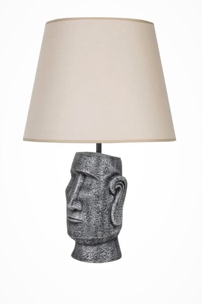 qdec Modern Dizayn Moai Abajur Gümüş Bej