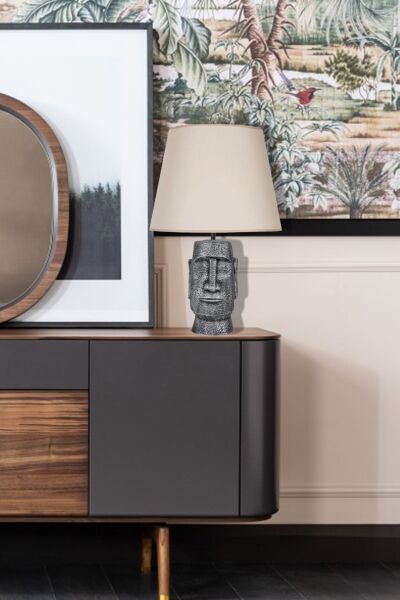qdec Modern Dizayn Moai Abajur Gümüş Bej