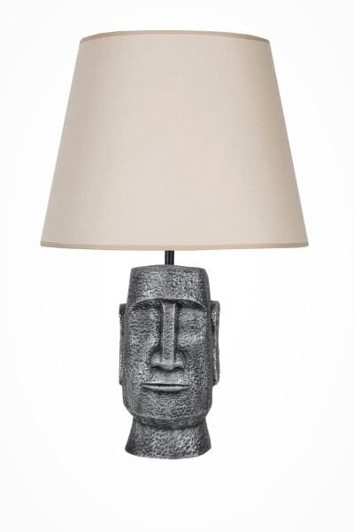 qdec Modern Dizayn Moai Abajur Gümüş Bej