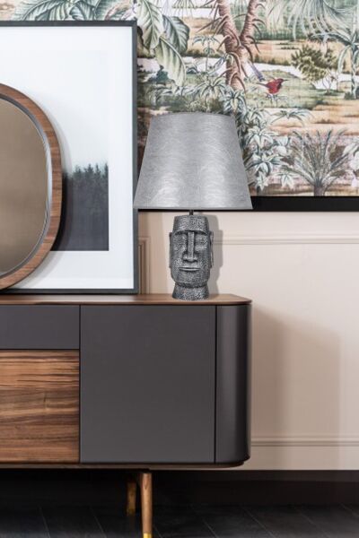 qdec Modern Dizayn Moai Abajur Gümüş Gümüş