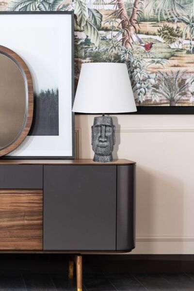 qdec Modern Dizayn Moai Abajur Gümüş Beyaz