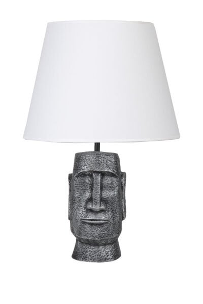 qdec Modern Dizayn Moai Abajur Gümüş Beyaz
