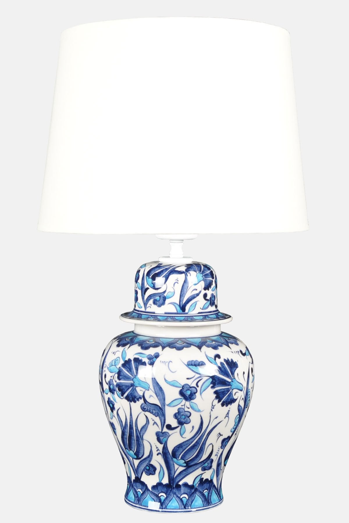 qdec Bleu Blanc Şah Vazo Abajur Turkuaz Lale Karanfil Beyaz