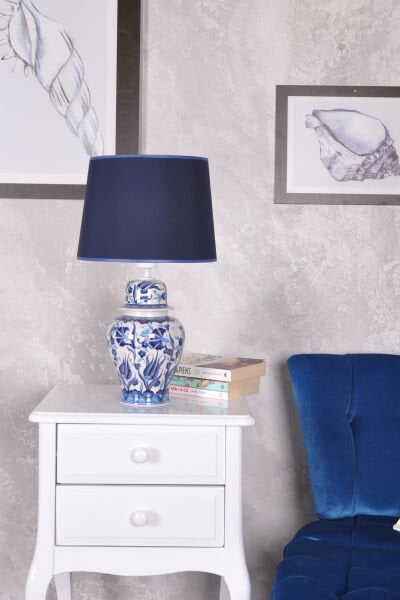 qdec Bleu Blanc Şah Vazo Abajur Turkuaz Lale Karanfil Mavi