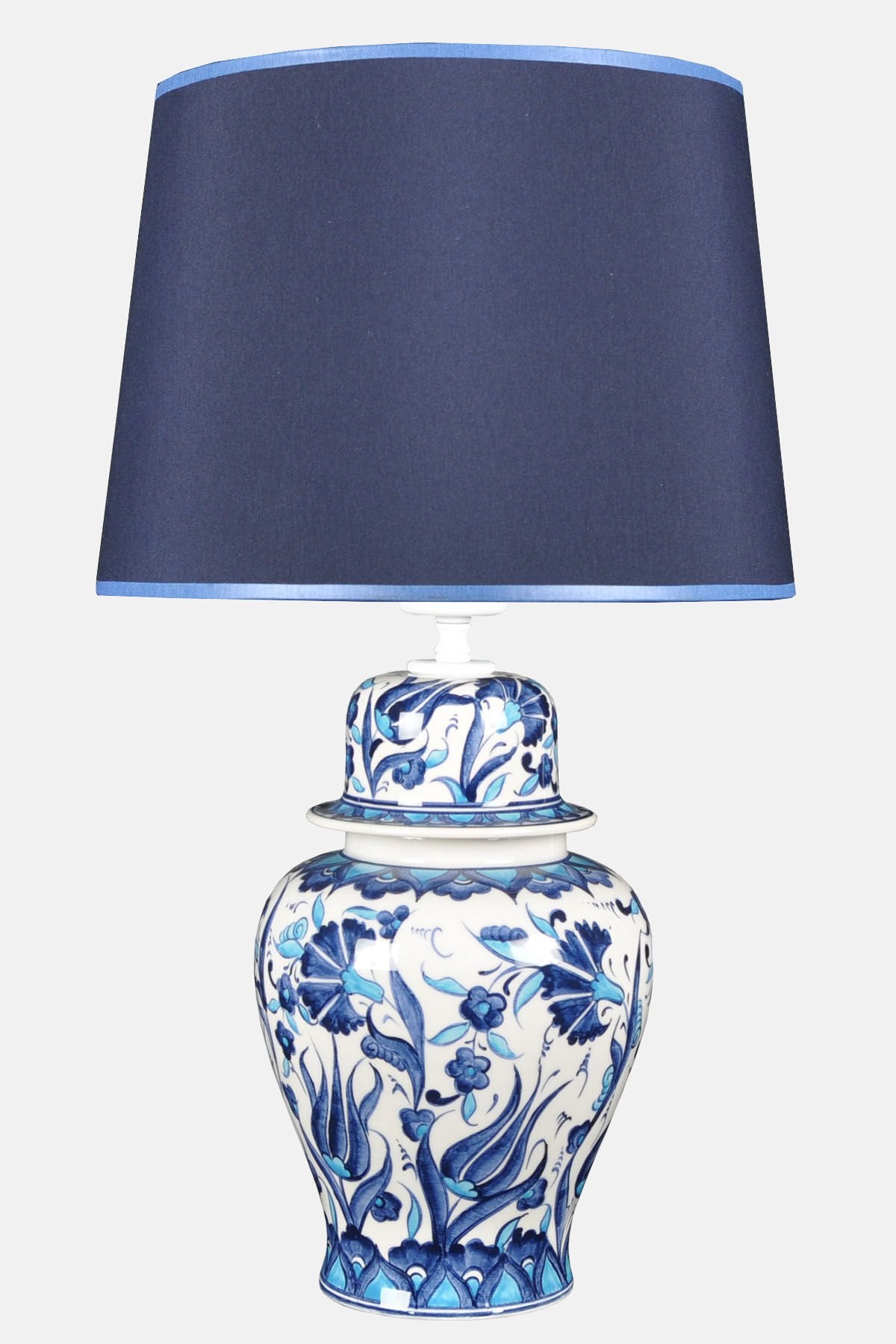 qdec Bleu Blanc Şah Vazo Abajur Turkuaz Lale Karanfil Mavi