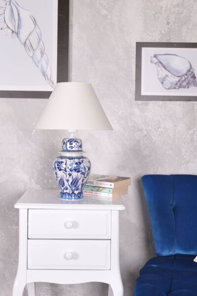 qdec Bleu Blanc Şah Vazo Abajur Turkuaz Lale Karanfil K.Beyaz