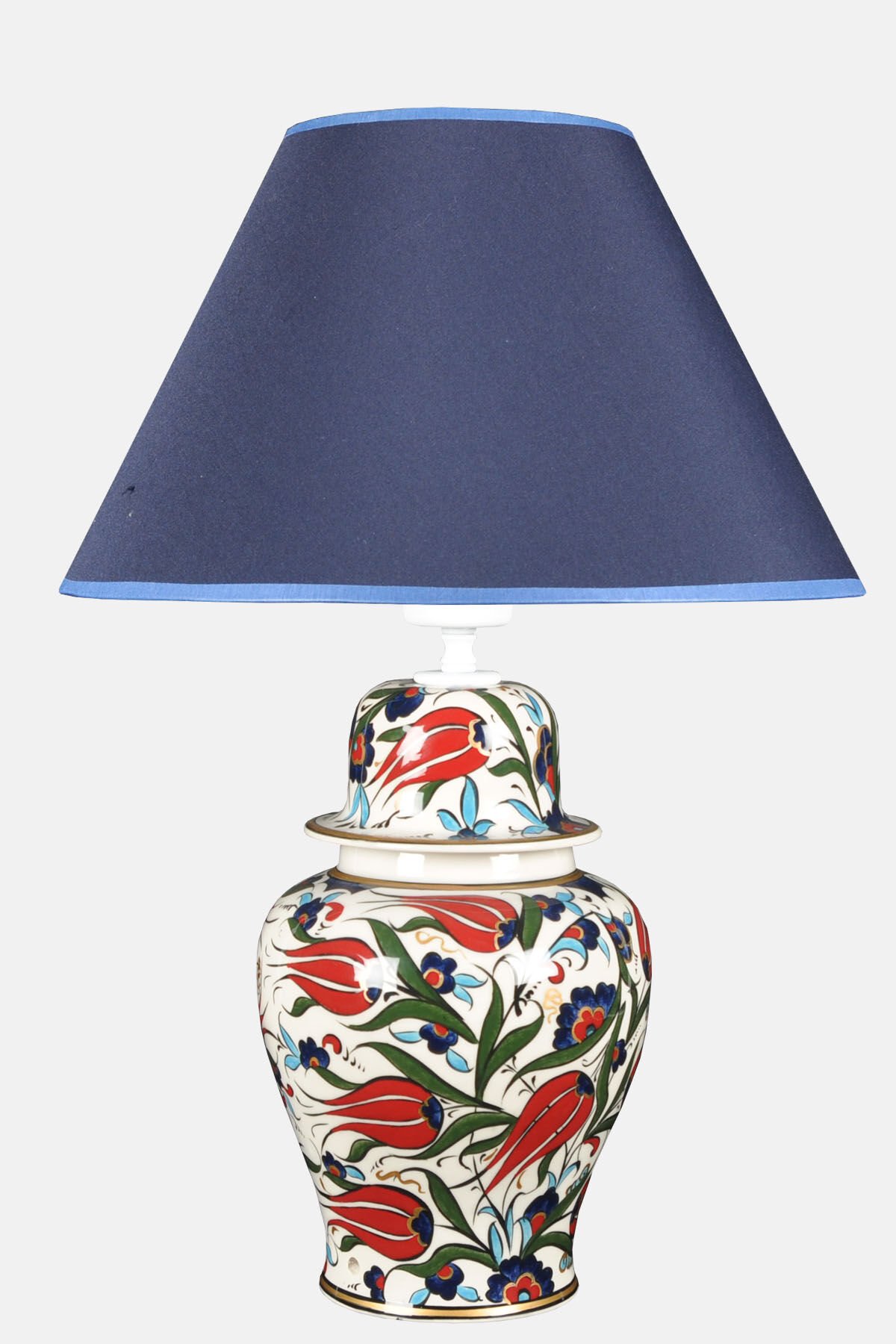 qdec Bleu Blanc Şah Vazo Abajur Lale Yaldız K.Mavi