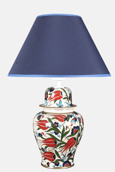 qdec Bleu Blanc Şah Vazo Abajur Lale Yaldız K.Mavi