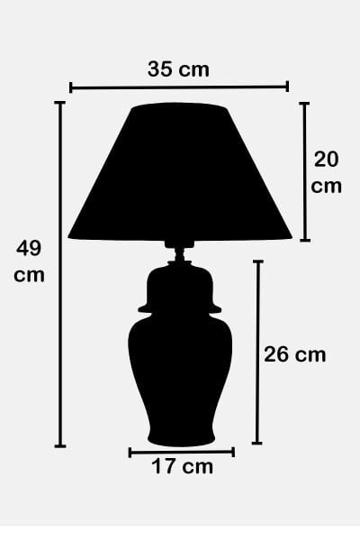 qdec Bleu Blanc Şah Vazo Abajur Taramalı Gül K.Beyaz