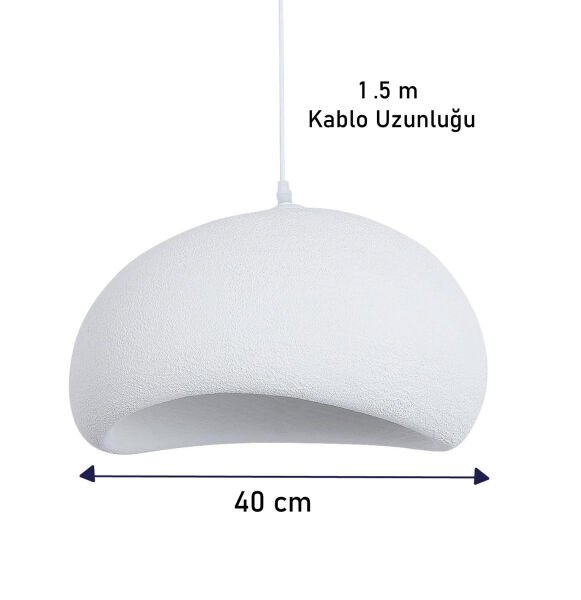 qdec İskandinav Beton Avize 40 cm Beyaz