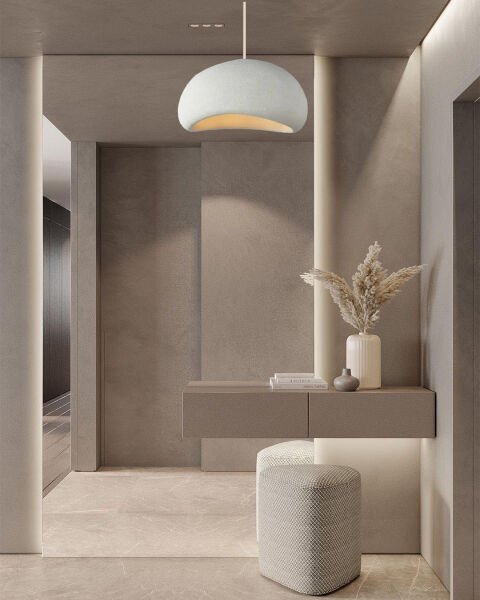 qdec İskandinav Beton Avize 30 cm Beyaz