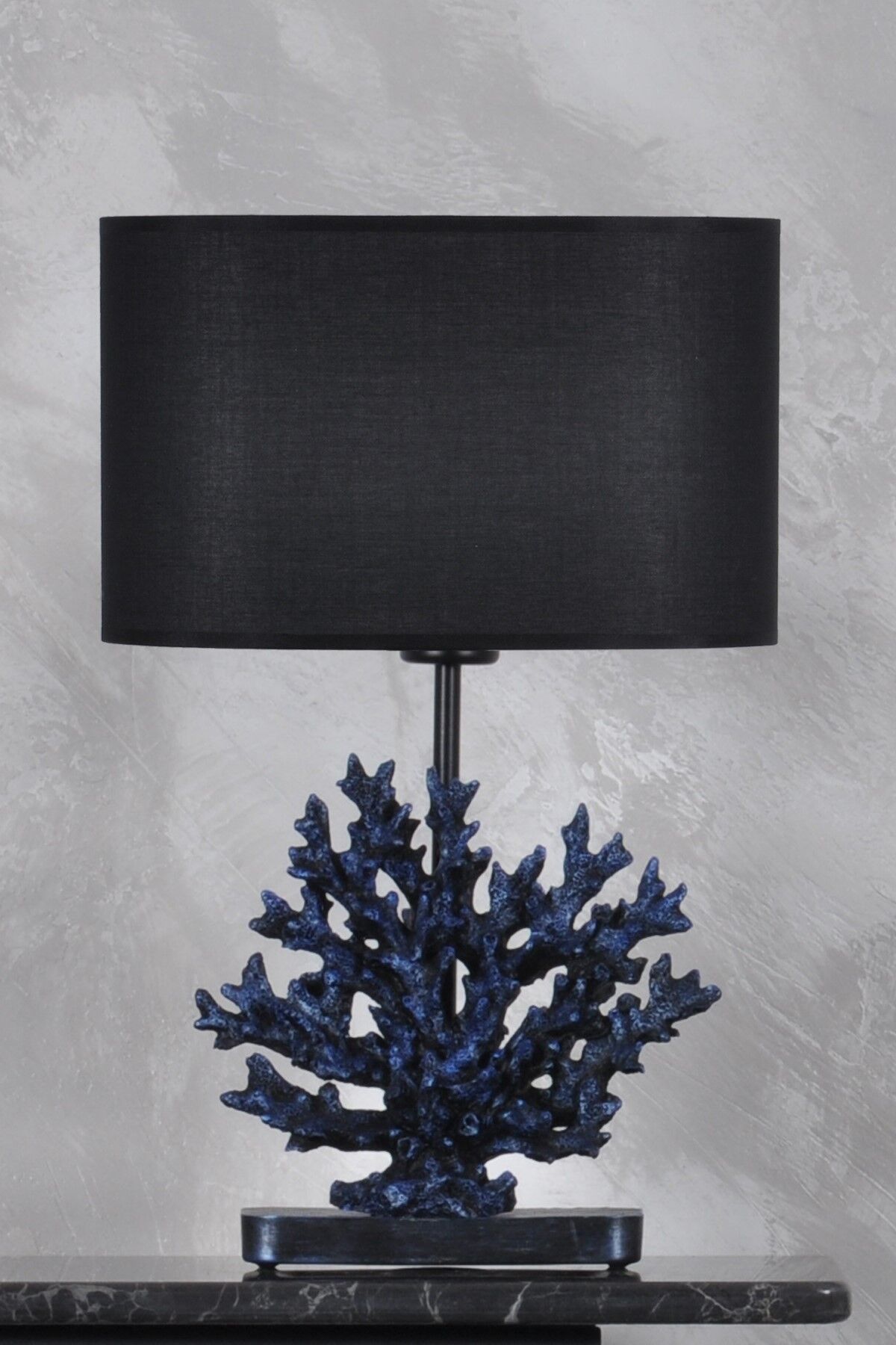 qdec Modern Dizayn Mercan Abajur Cobalt Siyah