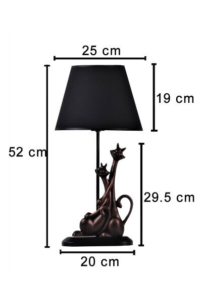 qdec Modern Dizayn Kedi Abajur Bakır Gold