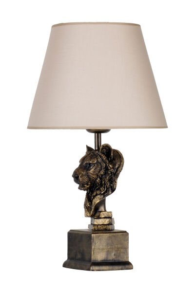 qdec Modern Dizayn Aslan Abajur Gold Bej