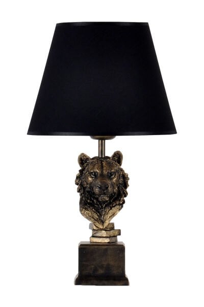 qdec Modern Dizayn Aslan Abajur Gold Siyah