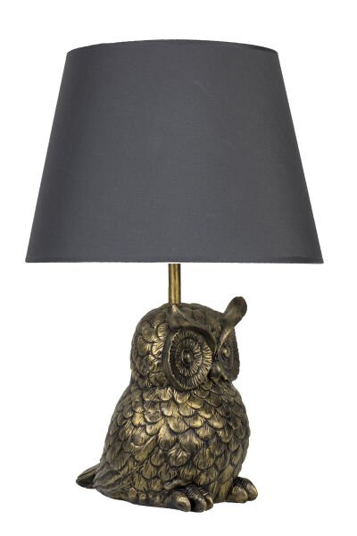 qdec Modern Dizayn Baykuş Abajur Gold Gri