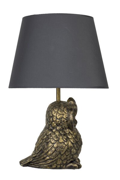 qdec Modern Dizayn Baykuş Abajur Gold Gri