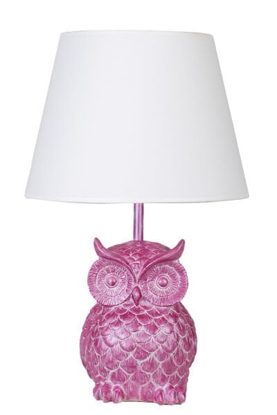 qdec Modern Dizayn Baykuş Abajur Pembe Beyaz