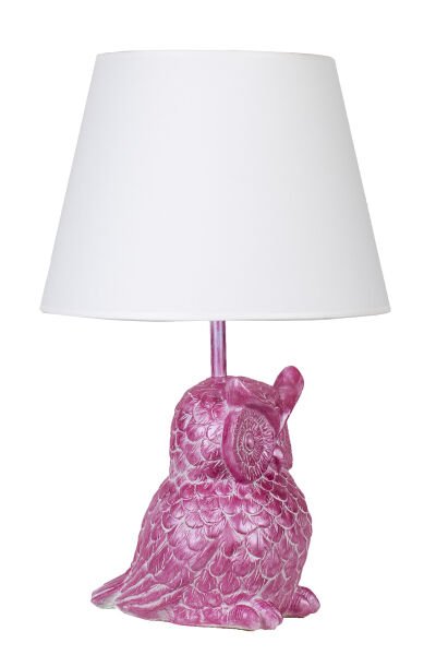 qdec Modern Dizayn Baykuş Abajur Pembe Beyaz