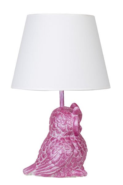 qdec Modern Dizayn Baykuş Abajur Pembe Beyaz