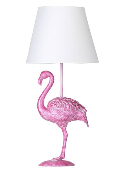 qdec Modern Dizayn Flamingo Abajur Pembe-Beyaz