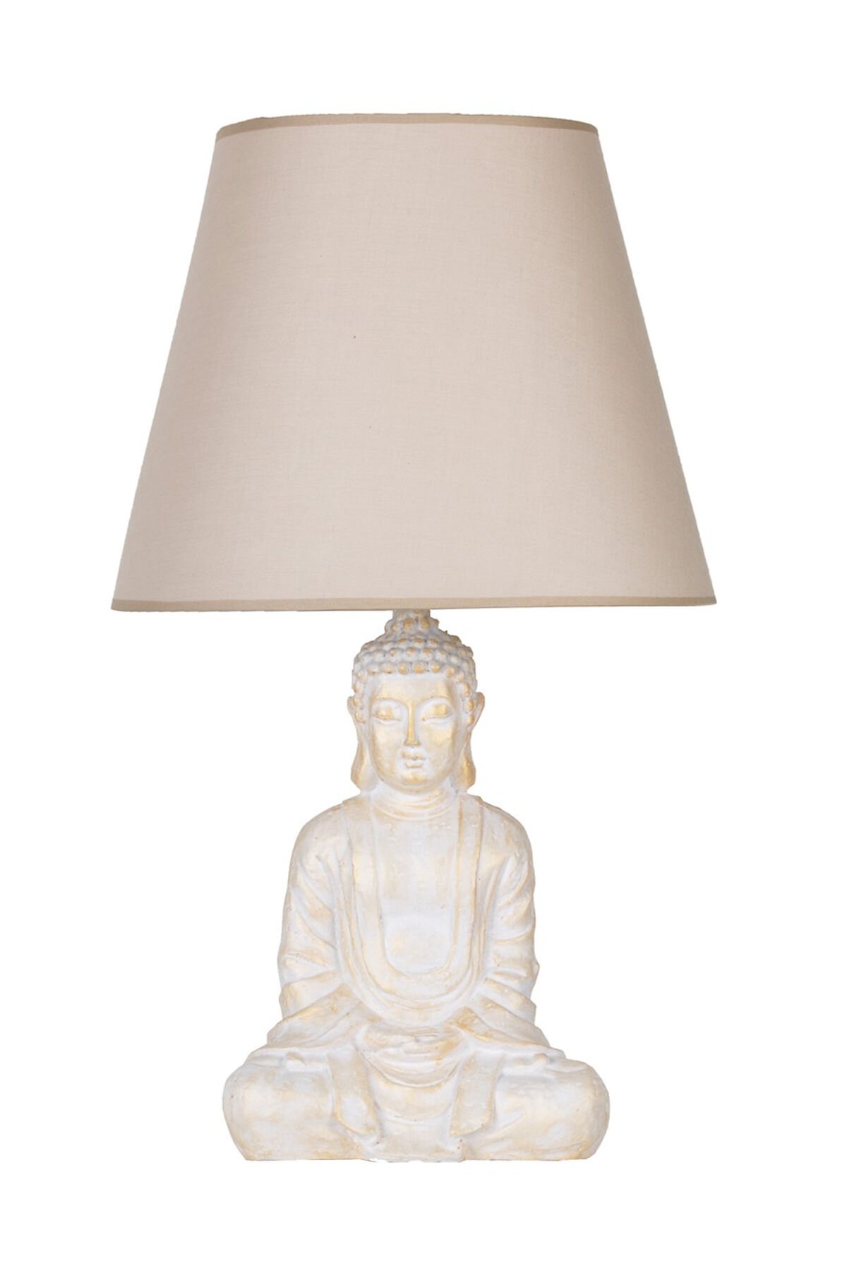 qdec Modern Dizayn Buda Abajur BeyazGold-Bej