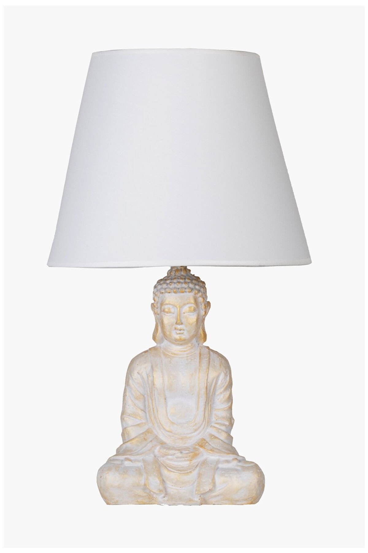 qdec Modern Dizayn Buda Abajur BeyazGold-Beyaz