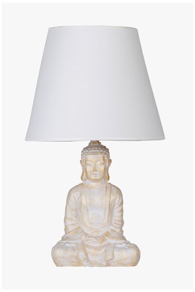 qdec Modern Dizayn Buda Abajur BeyazGold-Beyaz