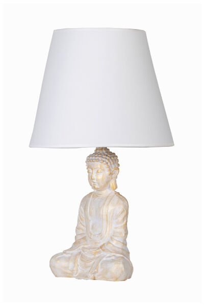 qdec Modern Dizayn Buda Abajur BeyazGold-Beyaz