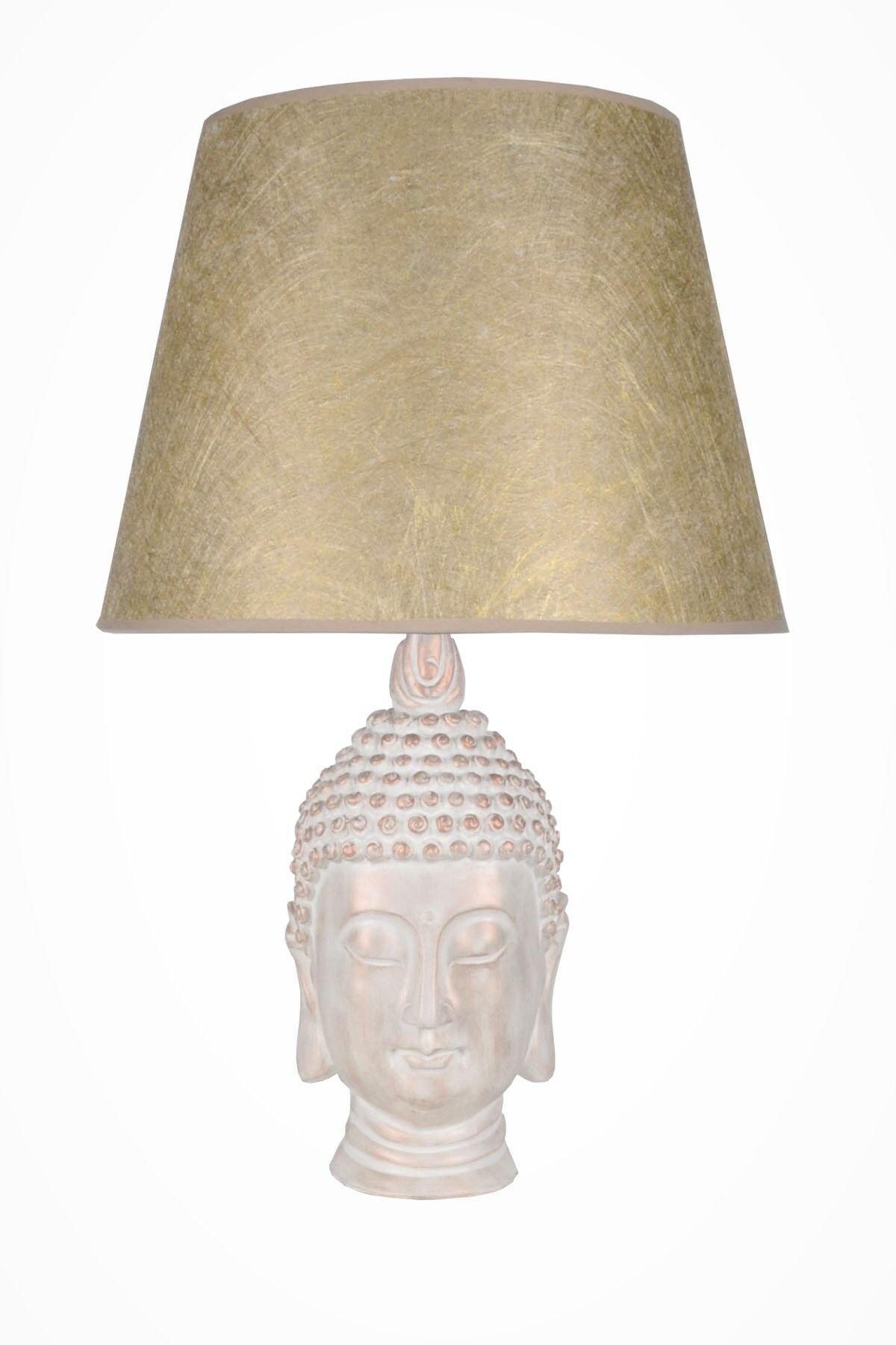qdec Modern Dizayn Büyük Buda Abajur AntikBeyaz Gold